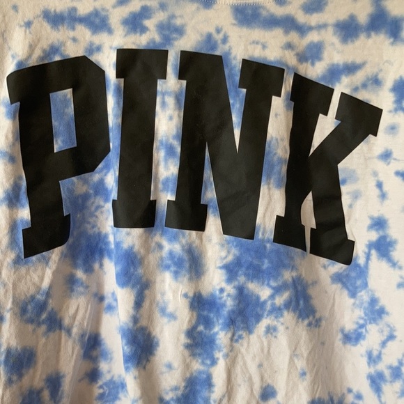 Pink Victoria’s Secret blue white tie dye cropped long sleeve crop top shirt M - Picture 4 of 16